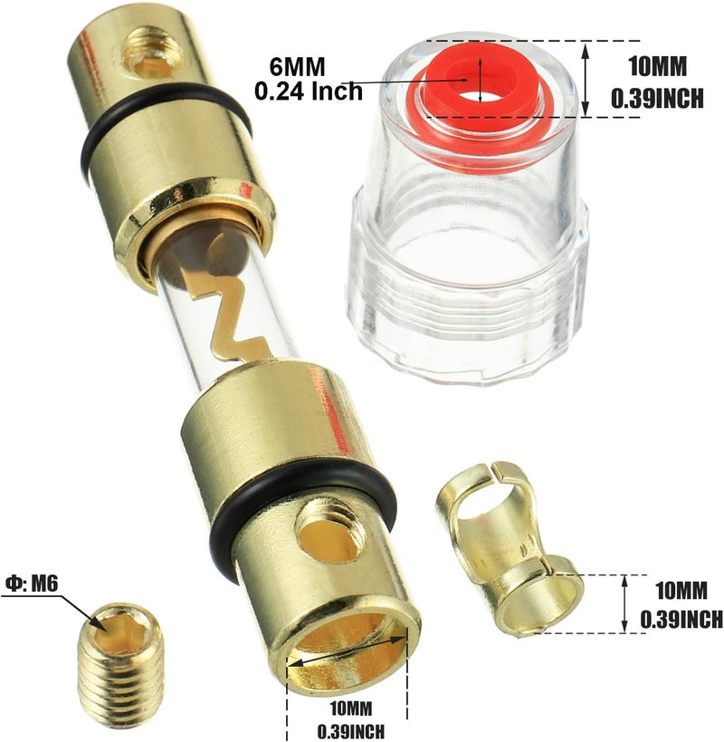 Carviya in-line AGU Fuse Holder for 4-10 Gauge AWG Wire / 6 Gauge & 8 Gauge/with Four 60A AGU Fuses for Car Audio/Alarm/Amplifier/Compressors/Auto Parts/Automotive/Marine/Industrial (60Amp, 2 Pack) - Image 4